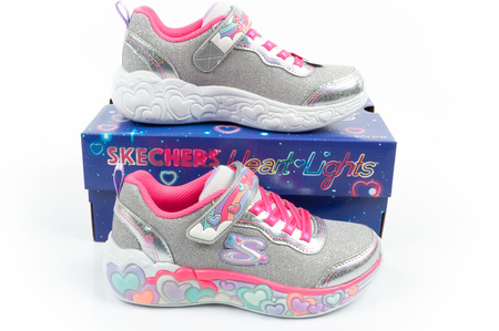 Pantofi sport Skechers S Lights LED cu velcro pentru fete, gri
