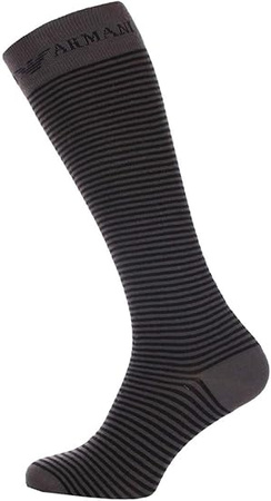 Șosete până la genunchi Emporio Armani gri din bumbac, set de 2