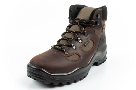 Ghete de drumeție confortabile din piele Grisport pentru bărbați, impermeabile, maro/negru