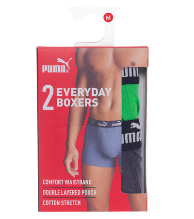 Boxeri Puma pentru bărbați, set de 2, verde gri, din bumbac confortabil