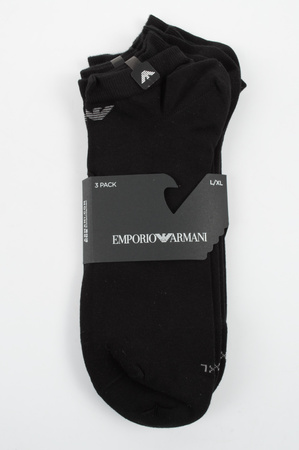 Șosete până la gleznă din bumbac Emporio Armani Calza, negre, confortabile, set de 3