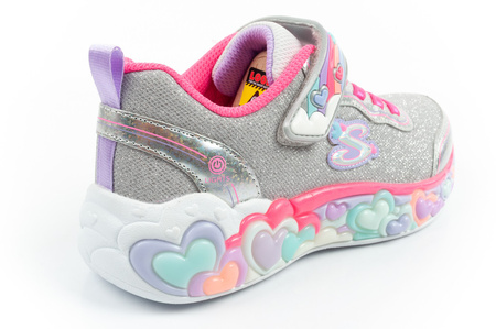 Pantofi sport Skechers S Lights LED cu velcro pentru fete, gri