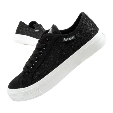 Teniși Lee Cooper cu sclipici și dantelă pentru femei, negri [LCW-25-31-3421L]