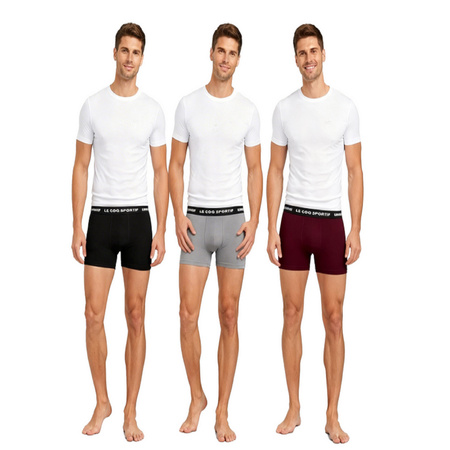 Le Coq Sportif boxeri chiloți bărbați set de 3 negru gri vișiniu