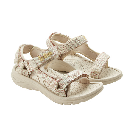 Sandale Lee Cooper pentru femei cu velcro pentru plajă de vară, bej deschis și crem