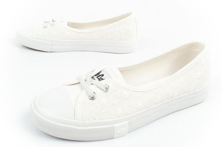 Lee Cooper Schuhe Sneaker Ballerina weiß bestickt Slip-on bequem