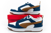 Teniși bărbătești Puma Rebound v6, la modă, confortabili, albi, bleumarin, maro