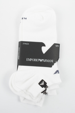 Șosete până la gleznă din bumbac Emporio Armani Calza, albe, confortabile, set de 3
