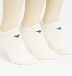 Șosete până la gleznă din bumbac Emporio Armani Calza, albe, confortabile, set de 3