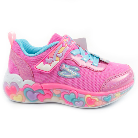 Pantofi sport Skechers S Lights LED pentru copii, cu velcro, pentru fete