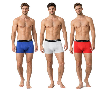 Le Coq Sportif boxeri chiloți bărbați set de 3 roșu gri bleumarin