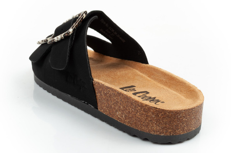 Sandale Slip-On pentru femei Lee Cooper, piele întoarsă neagră, confortabile, ușoare