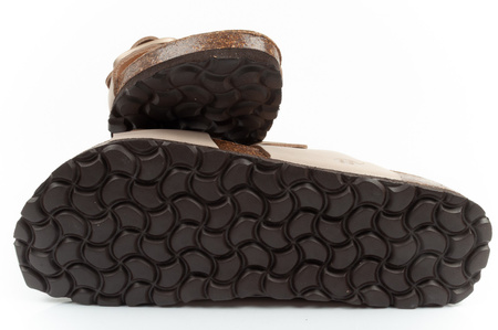 Sandale damă Bio Bio, model slip-on, piele naturală, bej