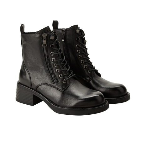 Ghete de damă Lee Cooper, negre, cu fermoar, din piele naturală