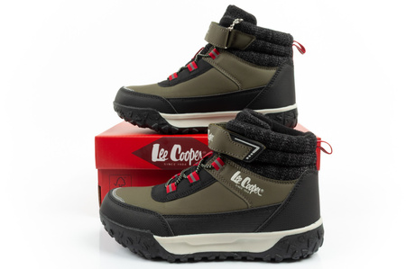 Ghete de zăpadă Lee Cooper pentru copii, căptușite cu velcro, izolate, kaki la modă