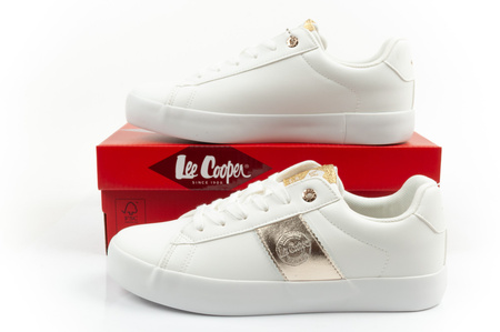 Teniși Lee Cooper pentru femei, alb și auriu la modă