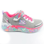 Pantofi sport Skechers S Lights LED cu velcro pentru fete, gri