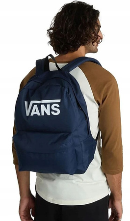 Rucsac școlar urban Vans Old Skool Print 22L, bleumarin, logo VANS mare