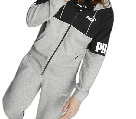 Hanorac sport pentru bărbați Puma cu fermoar [849842 04], gri și negru.
