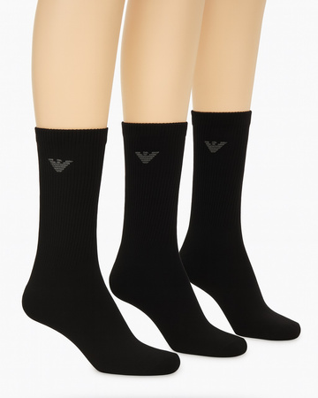 Șosete Emporio Armani Calza din bumbac pentru bărbați, negre, set de 3