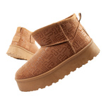 Ghete de zăpadă de iarnă pentru femei Lee Cooper, ghete la modă, căptușite cu blană, izolate, maro