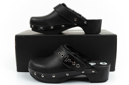 Saboți din piele Scholl Iconic [F307031004], negri.