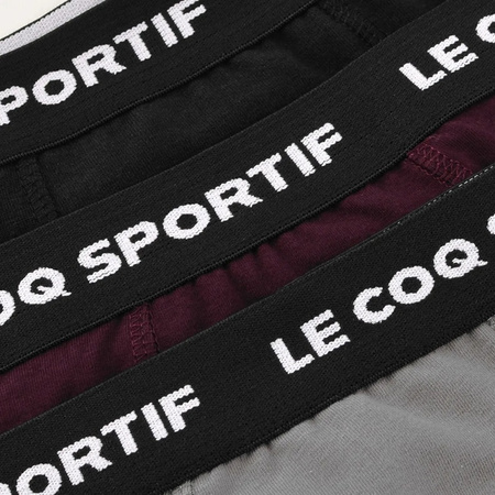 Le Coq Sportif boxeri chiloți bărbați set de 3 negru gri vișiniu