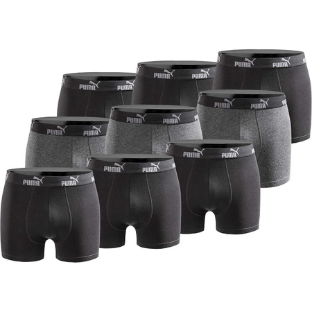 Boxeri Puma pentru bărbați, pachet de 9 bucăți, negri și gri, bumbac confortabil