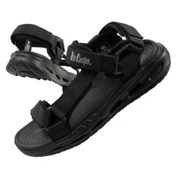 Sandale Lee Cooper pentru bărbați cu velcro, de vară, negre, ușoare