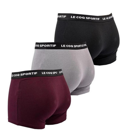 Le Coq Sportif boxeri chiloți bărbați set de 3 negru gri vișiniu