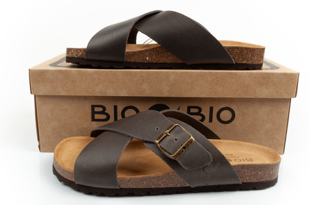 Pantofi sport Bio Bio pentru bărbați, Șlapi conturați, Piele naturală, Maro