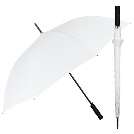Umbrelă lungă Perletti XL 122 cm, albă, rezistentă la vânt, automată
