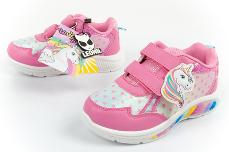 Pantofi sport pentru copii [LE000225] LED unicorn magic, roz.