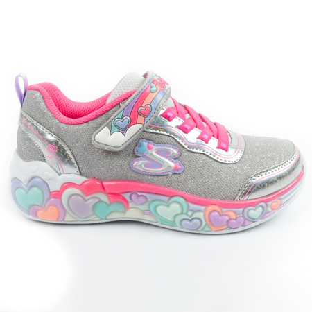 Pantofi sport Skechers S Lights LED cu velcro pentru fete, gri