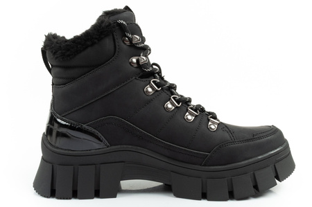 Pantofi de drumeție de iarnă Lee Cooper pentru femei, izolați, negri, cu talpă înaltă