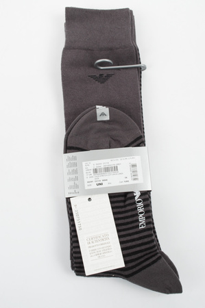 Șosete până la genunchi Emporio Armani gri din bumbac, set de 2