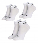 Șosete unisex Puma, pachet de 3 perechi, din bumbac, până la gleznă, albe