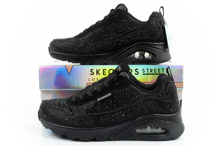 Pantofi sport Skechers Uno-World Of Gems [155217/BBK] pentru femei, cu talpă înaltă, negri.