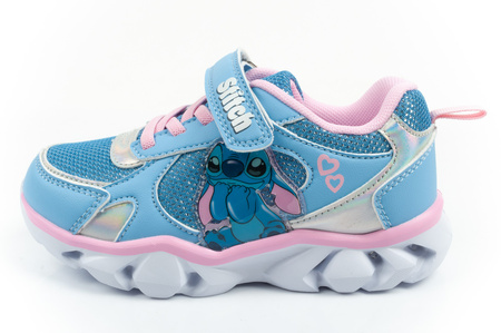 Pantofi sport Leomil pentru copii, model Stitch, ușori, cu velcro, LED, albaștri