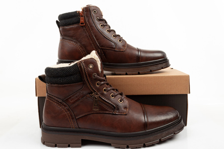 Ghete din piele Wrangler Gillen pentru bărbați, maro, izolate