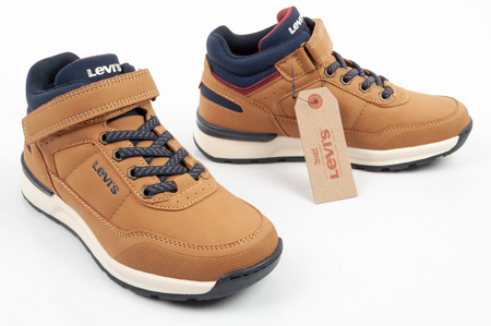 Pantofi sport Levi's Sierra High-Top pentru copii, maro, cu velcro