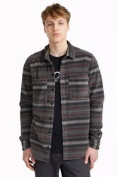 Cămașă O'Neill Utility Fleece pentru bărbați, gri cald, cu dungi