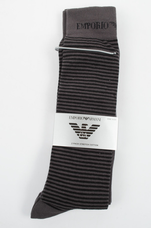 Șosete până la genunchi Emporio Armani gri din bumbac, set de 2