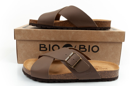 Pantofi sport Bio Bio pentru bărbați, Șlapi conturați, Piele naturală, Maro
