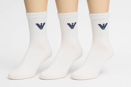 Șosete Emporio Armani Calza pentru bărbați, bumbac alb, set de 3