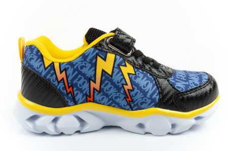 Pantofi sport pentru copii Leomil, adidași ușori Pokemon cu velcro, LED, negru și galben