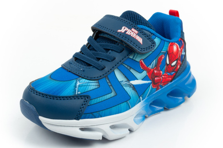 Teniși Leomil Spiderman pentru copii, ușori, cu velcro, LED, albaștri