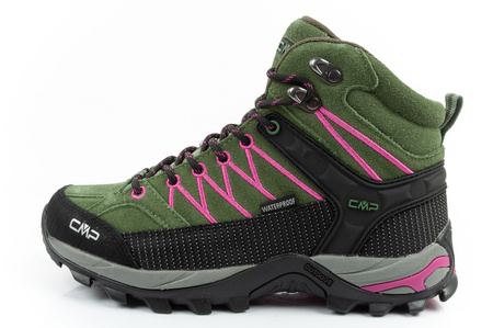 Pantofi de drumeție din piele pentru femei CMP Rigel, durabili, impermeabili, peste gleznă, verzi
