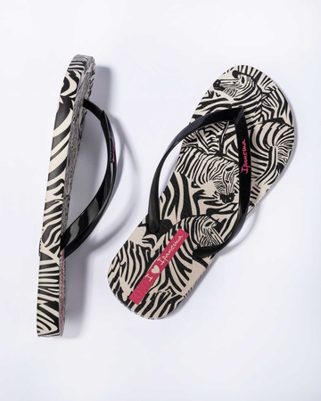 Flip-flops dama Ipanema Animal [83617 AY386], alb-negru.