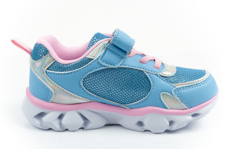 Pantofi sport Leomil pentru copii, model Stitch, ușori, cu velcro, LED, albaștri